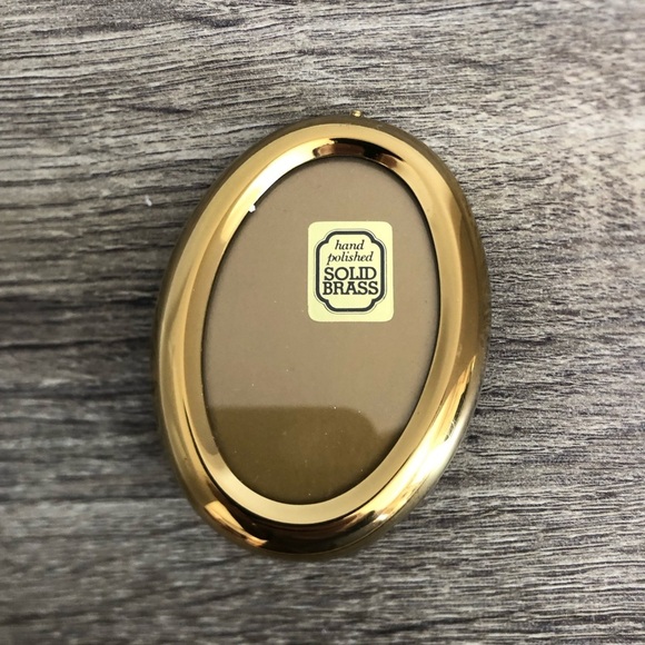 Vtg Solid Brass Miniature Oval Frame - Picture 8 of 11